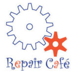 Graphic showing a pair of cogs and the words 'Repair Café'
